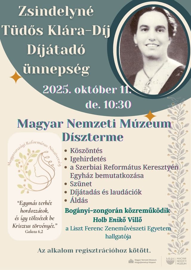 Átadják a Zsindelyné Tüdős Klára-díjat